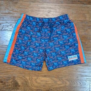 Burlebo Mens Mesh Athletic Shorts Blue Neon Fish Duck Deer Print Medium 31x7